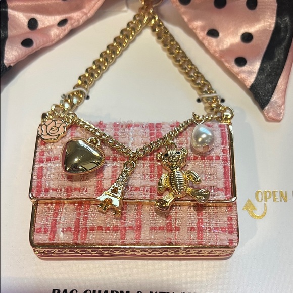 Piper K Pink Polka Dot Bow Purse Bag Charm - Picture 2 of 8